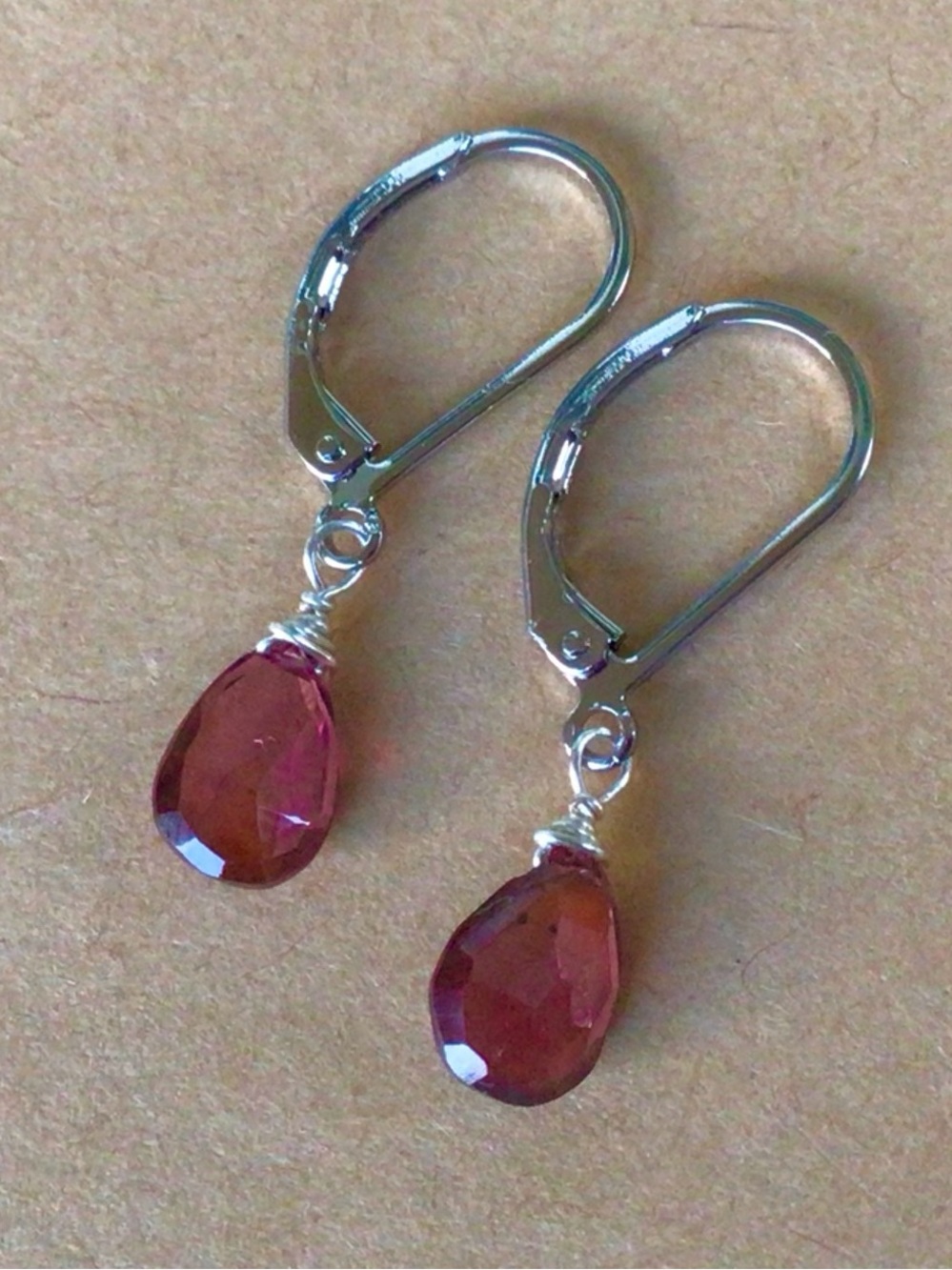 Natural Genuine Garnet sterling silver Sundance charm earrings